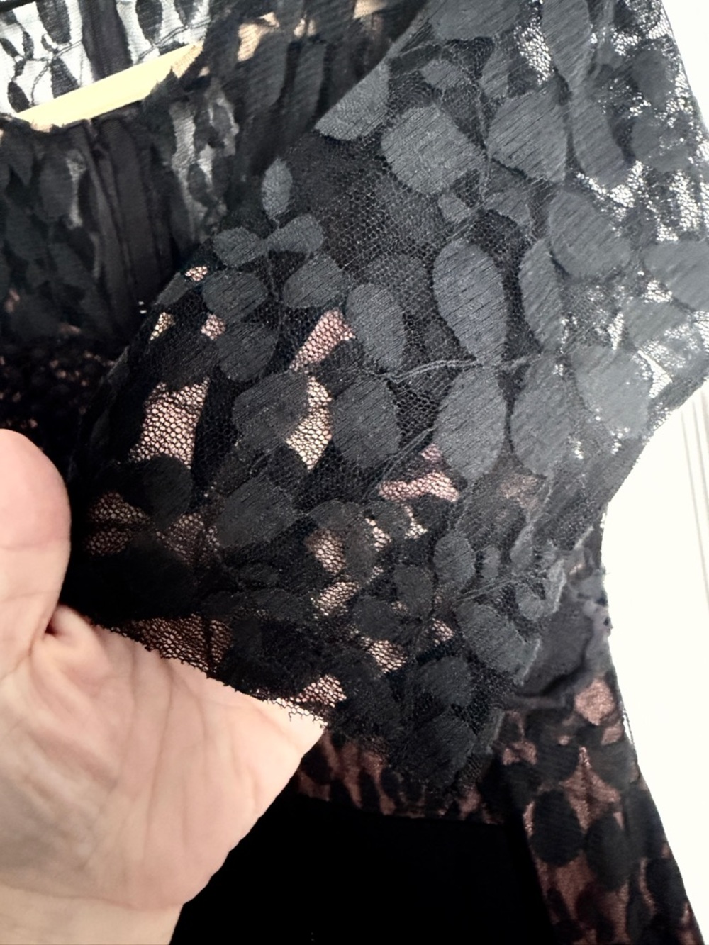 Beguile by Byron Lars Black Lace Sheath Dress 4P Floral Mesh Fitted Dark Romance - Picture 5 of 11